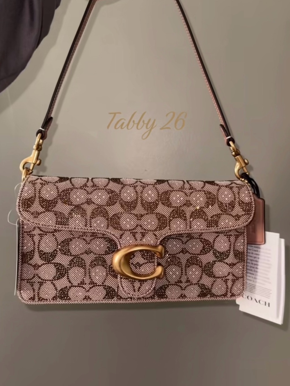 NWT COACH Tabby 26 Crystal Signature Jacquard Shoulder Bag